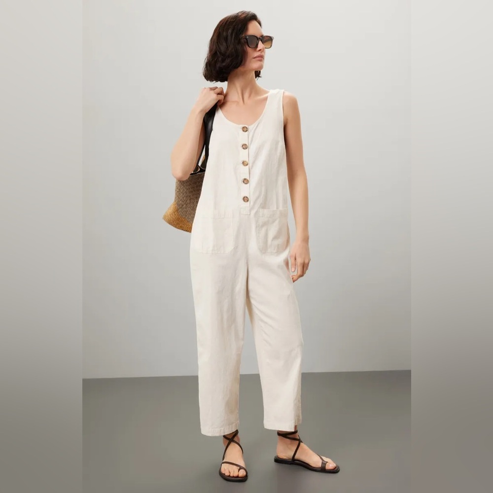 Marine Layer Cream Jumpsuit with Button Detail - Picture 3 of 4